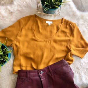 LEITH Mustard Yellow Short Sleeve Blouse - XS